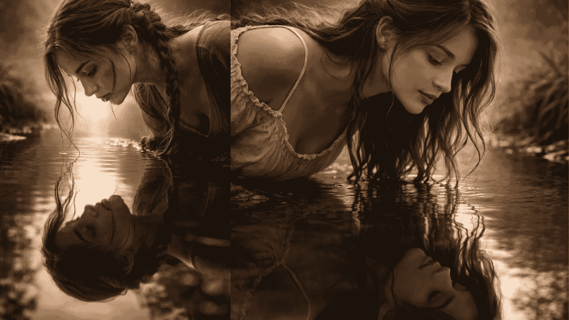 Cinematic AI Portrait with Water Reflection